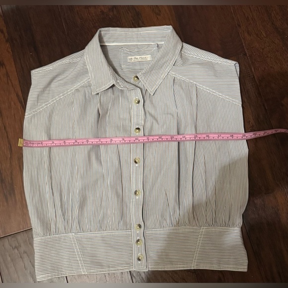 We The Free Cassie Collared Top Soft Blue Stripped Size Large New Without Tags - Picture 10 of 12